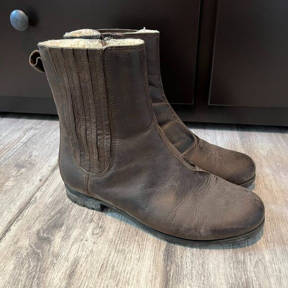 UGG Ramos Brown Ankle Boots, Water Resistant Leather + Shearling, Women's US 6.5 - Picture 2 of 11